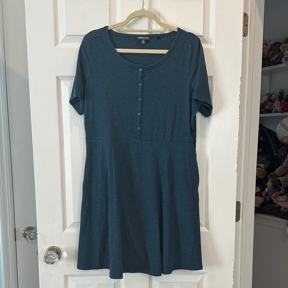 Toad&Co Teal Short-Sleeve Henley Dress